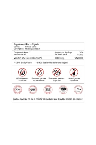 Vitamin B12 3000 Mcg Sublingual 30 Blister Tablets