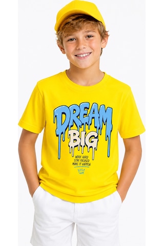 Bayloranzzo Dream Big %100 Pamuk Premium Kalite Erkek Çocuk Tişörtü Sarı