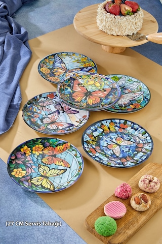 Grandora Lüks Kelebek Desenli 6'lı Servis Tabağı 27 Cm - Sunum, Dekoratif, Pasta Ve Tatlı Tabakları Çok Renkli Grandora Lüks Kelebek Desenli 6'lı Servis Tabağı 27 Cm - Sunum, Dekoratif, Pasta Ve Tatlı Tabakları Çok Renkli