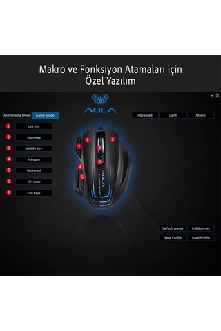 Aula S18 6400 Dpı 1000hz Siyah Kablolu Gaming Mouse Diğer