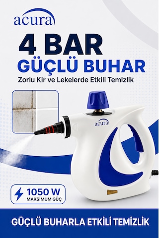 Ac-110 Buharlı Temizleyici 4 Bar, 1050 W, 9 Parça Aksesuar Ve Mikrofiber Bez Dahil