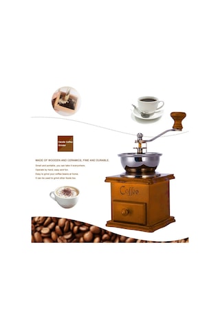 Kahve Öğütücü Makinesi Çekirdeği Antik Görünüm Ahşap Taban