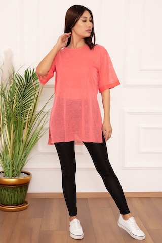Kalopya Bayan Basic Salaş Esp12 T-Shirt Pembe
