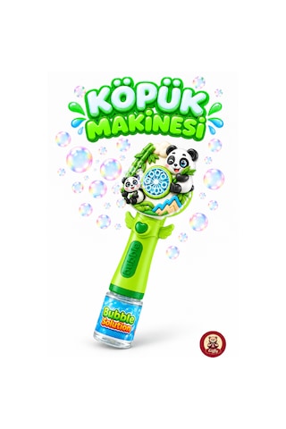 Oyuncak Işıklı Tam Otomatik Köpük Makinesi 26 Cm 4 Pilli Baloncuk Oyuncağı Köpük Sıvılı 3 Renk Yeşil