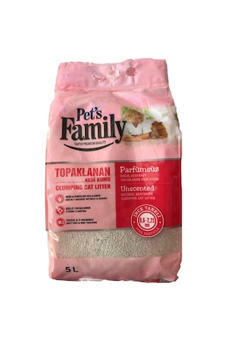 Pet's Family Parfümsüz Doğal Topaklaşan İnce Bentonit Kedi Kumu 5 L