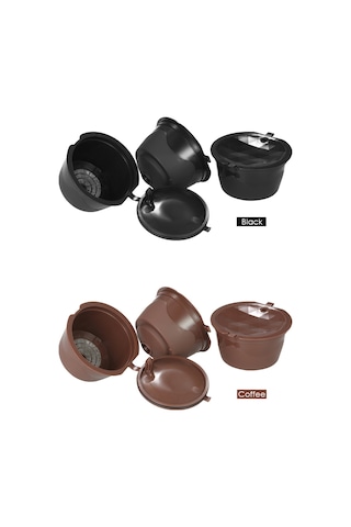 Mufunye 3 Adet Tekrarlı Kullanım Dolce Gusto Kahve Kapsülü Seti Kahverengi - Yemek Grubu Pp+304 Paslanmaz Çelik - Kaşık Ve Fırça İçerir Diğer