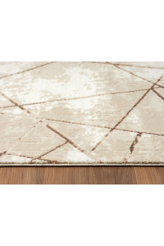 Tokyo 1753 Bej Halı Kahverengi Detaylı Geometrik Desen Modern Akrilik Halı Kaymaz Taban Tozuaz-864 Bej