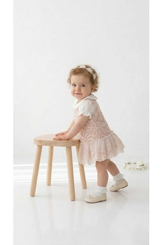 Ministok Maysa Dantelli Kısa Kollu Blüz Jile Kız Bebek Takım Pembe