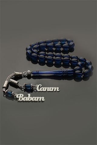 Papatya Silver Canım Babam Yazılı Sıkma Kehribar Gümüş Kaplama Tesbih Uvps550006