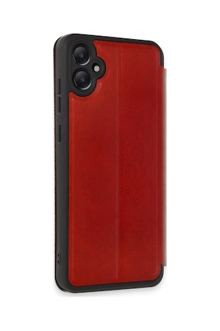 Newface - 574 - Samsung Galaxy Uyumlu A05 Kılıf Flip Cover - Csmo-tex - - Kırmızı