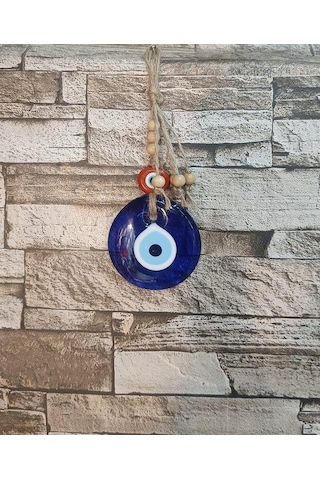 Nazarlık Cam Duvar Ağaç Balkon Teras Cafe Dekor Süsü Hasır Renkli Ahşap Boncuklu Nazar Boncuğu Duvar Süsü 78216416