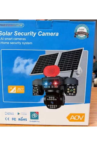 O-kam Ok337 Premium 12mp 4 Kameralı 4g Çift Solar Panel Aov Gece Görüş Sesli Konuşma Akıllı Kamera