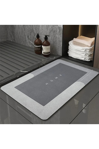 Dikdörtgen Sihirli Su Emici Kaydırmaz Banyo Paspası Ayak Matı Kaymaz Tabanlı Abdest Paspası 58x38 Cm Diğer