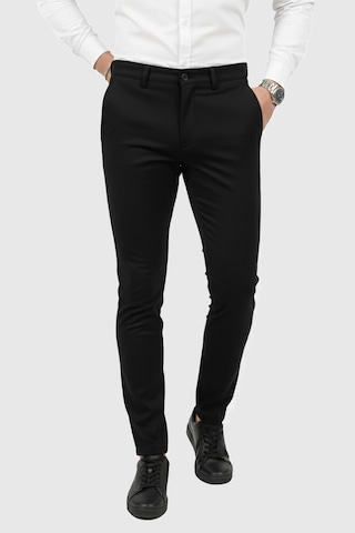 Deepsea Erkek Siyah Modern Fit Likralı Kumaş Pantolon Günlük & Ofis Kullanımı 2602020 Siyah