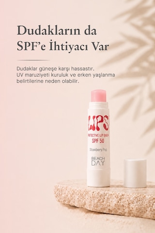 Beach Day Lips Strawberry Pop 50f 5g Dudak Koruyucu Çilekli