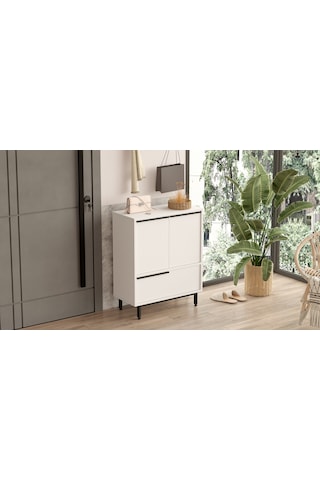 Robin Home Lidya Ayakkabılık Çok Amaçlı Dolap 3 Kapaklı Metal Aya Beyaz