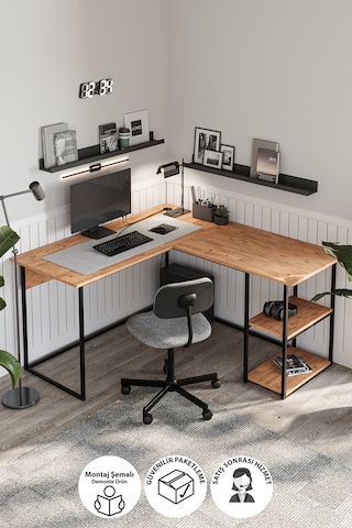 Bofigo Çalışma Masası Ofis Masası Köşe Masa Bilgisayar Masası Odin 7 Çam