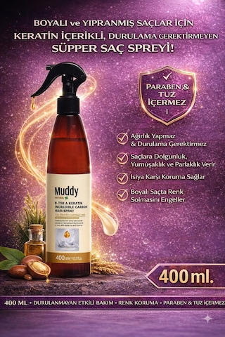 Muddy B-Tox & Keratin Onarıcı Acil Bakım Saç Spreyi 400 ML