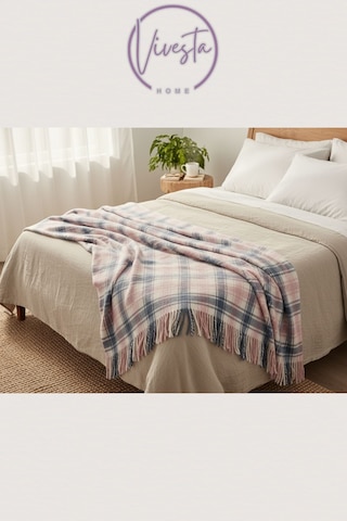 Yumuşacık Scotch Battaniye 150 200 Cm Sıcak, Şık Ve Konforlu Tasarım Pembe - Mavi