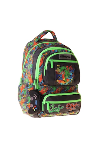 Kaukko Kids Erkek Çocuk Street Dinazor Baskılı Street Altı Bölmeli İlkokul Sırt Çantası - L5414 Çok Renkli