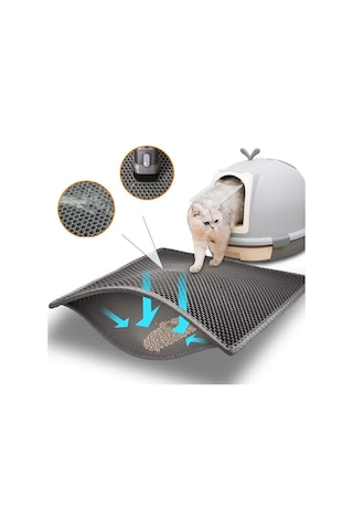 Geeroyoo Büyük Boy Su Geçirmez Eva Kedi Kumu Pedi - 55x75 Cm, Gri, Kolay Temizlenir Ve Zemini Korur