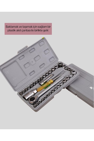 40 Parça Lokma Anahtar Seti Ayna Yüzey Karbon Çelik Dayanıklı Tamir Takımı