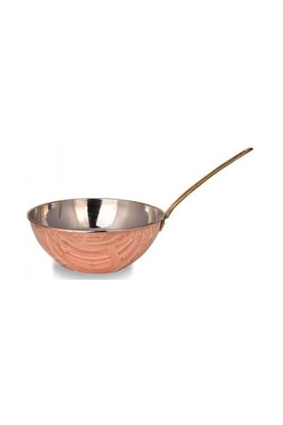 Turna Bakır Wok Tava 25 CM Sadece Taban El Dövme Kırmızı Turna48