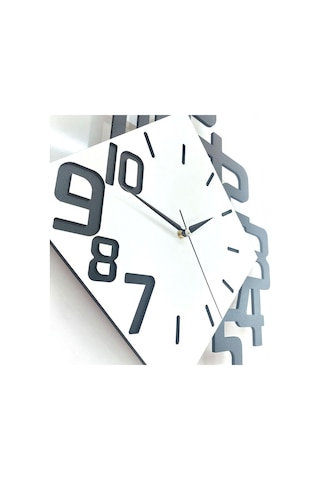 CajuArt Modern Büyük Boy Geometrik Sallanan Sarkaçlı Ev Ofis Duvar Saati Siyah