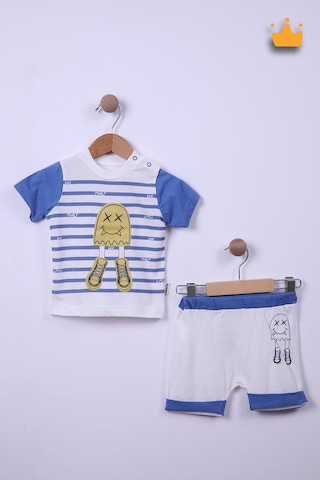 Babyhola %100 Pamuk Erkek Bebek Çizgili Şortlu Takım 116146 001