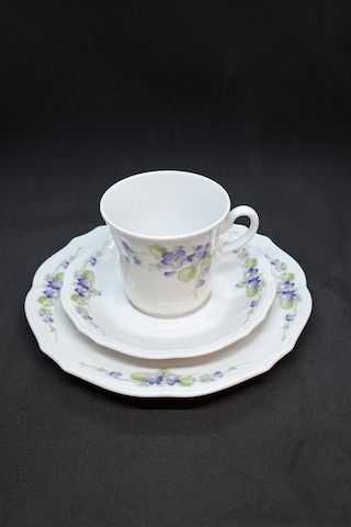 Röslau Menekşe Vintage Çay Fincanı 3 Parça 210 Ml Mor-beyaz