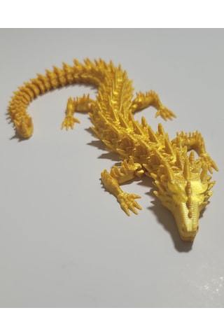 20 Cm 3d Baskı Altın Ejderha Figürü Eklemli Dragon Biblo Dekoratif Mitolojik Masaüstü Süs