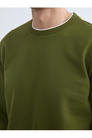 Lcw Vision Haki Bisiklet Yaka Erkek Kalın Sweatshirt