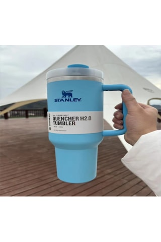 Geeksen Mavi 1.18l Büyük Kapasiteli 2. Nesil Otomobil Stalyeli Paslanmaz Çelik Isı Saklama Spor Bardak Mavi