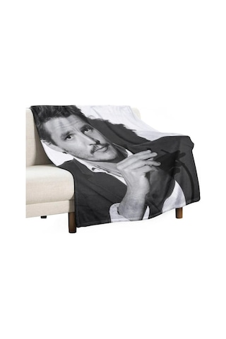 Flybuy Pedro Pascal 3d Baskılı Yumuşak Peluş Battaniye M, Aile İçin Konforlu Seçim Beyaz