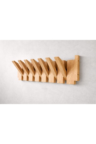 Katlanabilir Ahşap Duvar Askılığı 40x14 Cm Bej