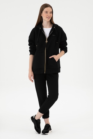 U.S. Polo Assn. Kadın Siyah Şardonlu Kapüşonlu Sweatshırt 50314130-VR046