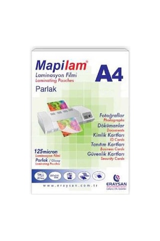 125 Micron A4 Laminasyon Filmi 20 Adet