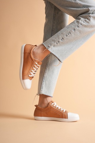 Analin Shoes Kadın Hakiki Deri Casual Spor Ayakkabı Taba