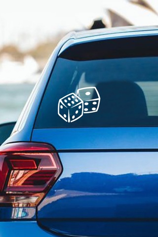 Beyaz İkili Zar Araç Sticker 21x29 Cm, Oto Sticker, Araba Sticker