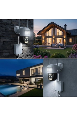 3 Kameralı Kablolu Akıllı Güvenlik Kamerası 360 Ptz Hareketli, Çift Antenli, Wifi Ip, Gece Görüşlü Dış Mekan Kamera Bx40