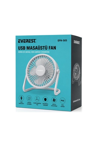 Usb Şarjlı - Pvc Gövde 14.5x14.1cm Masa Üstü Fan - Vantilatör Efn-505 5580