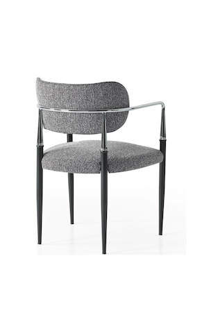 Vellario Metal Kol Detaylı Sandalye 2 Adet Kromaj Siyah Metal Ayak, 57 X 57 X 81 Cm Beyaz - Siyah