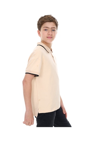 Toontoy Kids Toontoy Erkek Çocuk Polo Yaka Kolu Baskılı Tişört Bej