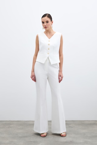 Sateen İspanyol Paça Pantolon - Ekru-135706 Ekru