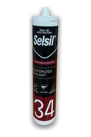 Selsil Silikonize Mastik Beyaz 450 G Selsil Silikonize Mastik Beyaz 450 G