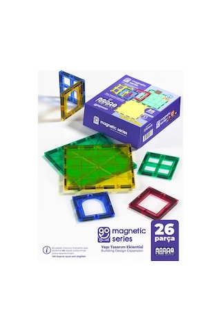 Go Magnetic Series 26 Parça Yapı Tasarım Eklentisi - Mıknatıslı Manyetik Bloklar
