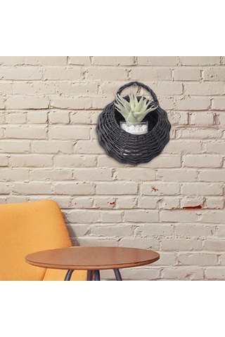 Suntek Magideal Hasır Asılı Çiçek Sepeti Duvar Ekici Çim Yard Siyah