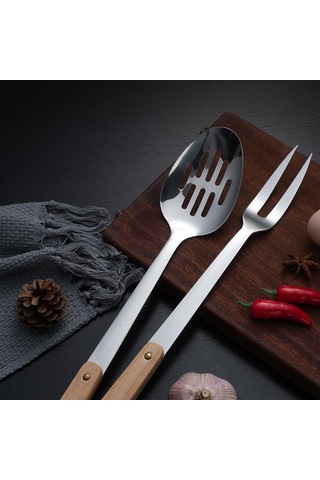Hanyang Paslanmaz Çelik Spatula Mutfak Eşyaları Ahşap Saplı Spatula Mutfak Pişirme Spatula 304-e Sanded