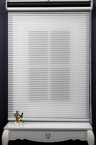Çift Mekanizmalı Kalın Çizği Tül & Mat Gri Stor %90 Işıgı Kes er