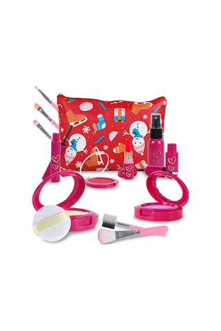 Singree Kızlar İçin 14 Parça Taklit Makyaj Seti - Çantalı Hediye Paketi Çok Renkli